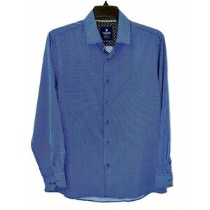 Tom Baine Men's Slim Fit Performance Long Sleeve Mini Plaid Shirt Navy Size XL